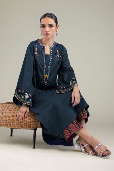 Embroidered | Cambric | Navy Cambric Kurta | GBP 30.00