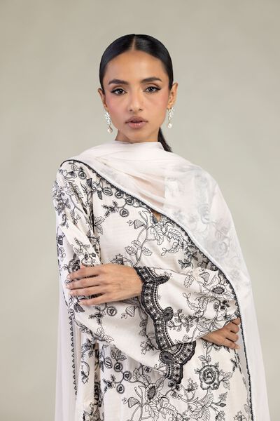 Embroidered | Dobby | White Tailored 3-Piece | GBP 70.00