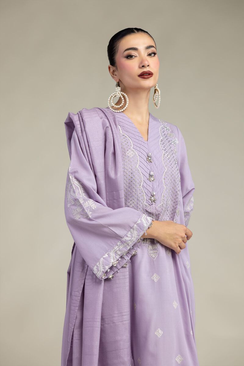 Embroidered | Polyester Silk | Silk Lavender Dupatta | GBP 35.00