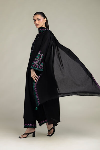Embroidered | Cambric | Black Floral Pants | GBP 25.00