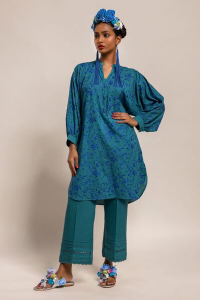 Kurta | Embroidered, GREEN, hi-res