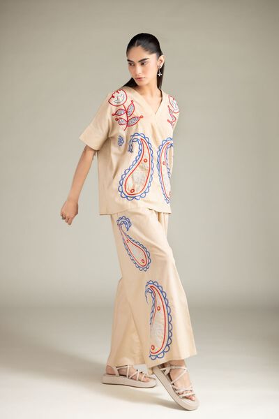 Textured Cotton | Trousers | GBP 20.00