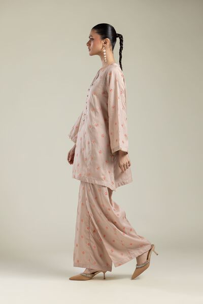 Embroidered | Textured Weave | Floral Wide-Leg Pants | GBP 30.00