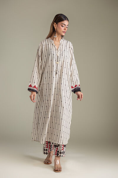 Printed | Light Khaddar | Off-White Khaddar Kurta | GBP 35.00