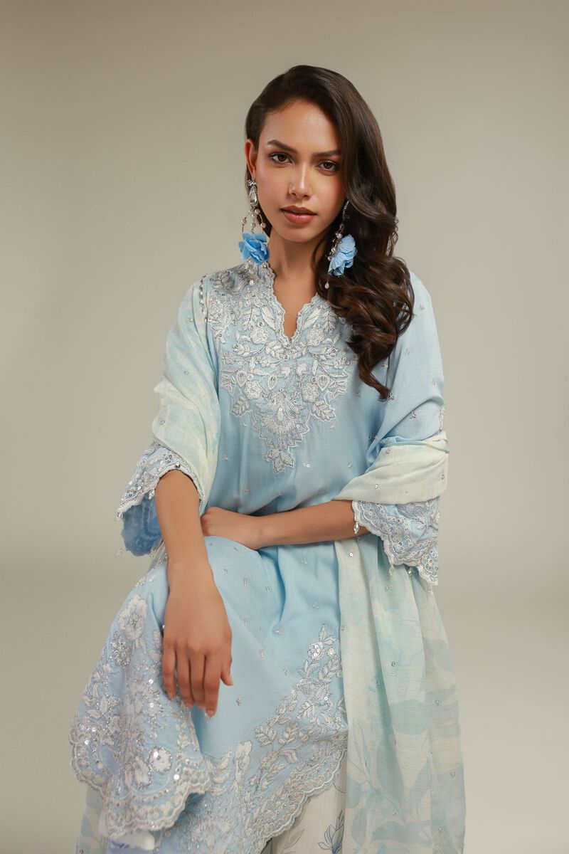 Embroidered | Raw Silk | Floral 3-piece Set | null