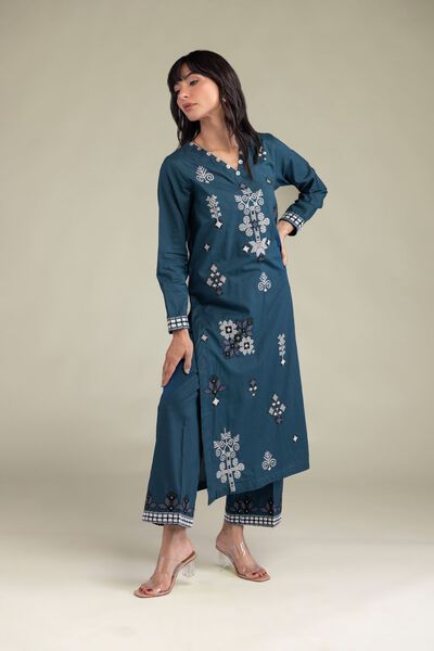 Embroidered | Cambric | Teal Cambric Pants | GBP 15.00