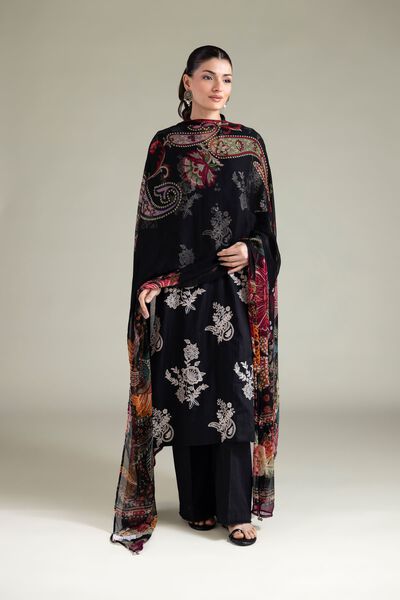 Embroidered | Cotton Dobby | Solid Relaxed Pants | GBP 15.00