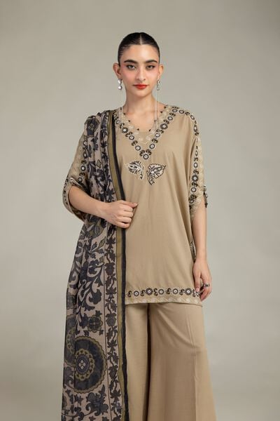 Embroidered | Raw Silk | Beige Silk Kurta | GBP 45.00
