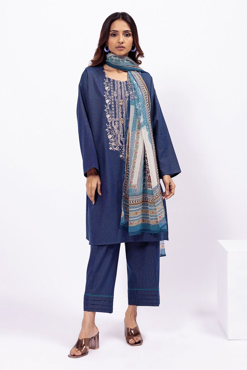 Embroidered | Yarn Dyed Slub | Fabrics 3 Piece | null