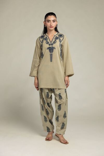Embroidered | Cambric | Beige Paisley Shalwar | GBP 25.00