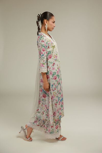 Embroidered | Raw Silk | Floral Lace Pants | GBP 25.00