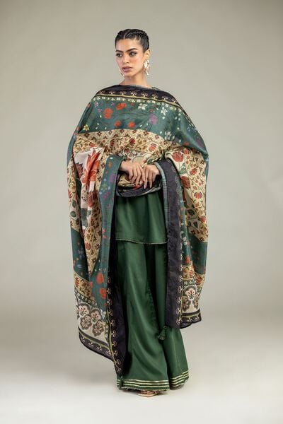 Embroidered | Raw Silk | Green Silk Pants | GBP 25.00