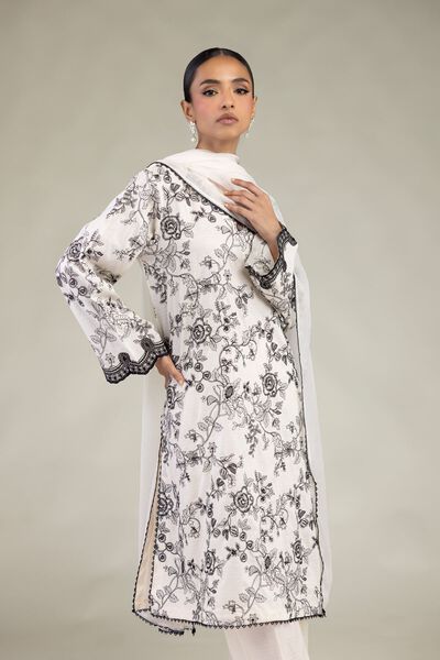 Embroidered | Dobby | White Tailored 3-Piece | GBP 70.00