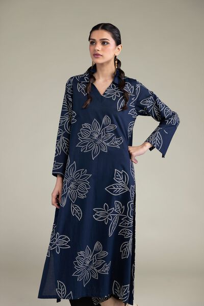 Printed | Cambric | Navy Longline Kurta | GBP 12.50