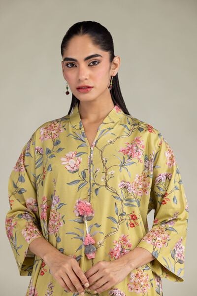Printed | Cotton Viscose | Floral V-Neck Kurta | GBP 30.00