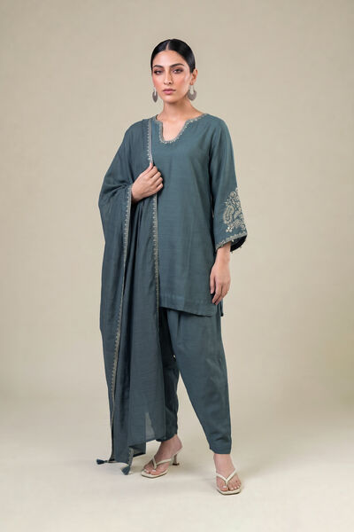 Embroidered | Light Khaddar | Blue Solid Dupatta | GBP 30.00