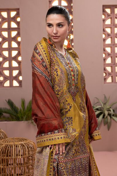 Dull Raw Silk | Embroidered | Fabrics 3 Piece | GBP 27.50