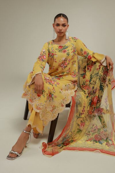 Embroidered | Chiffon | Floral Lace Dupatta | GBP 30.00