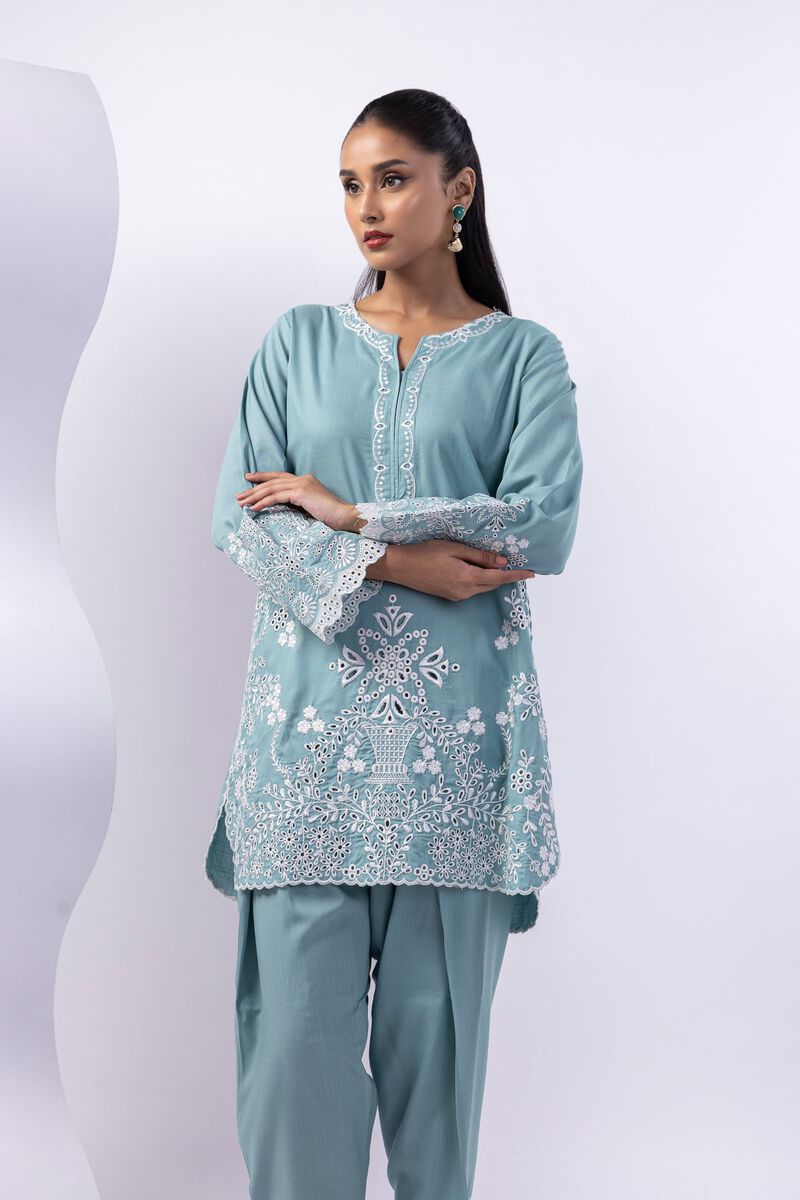 Embroidered | Crosshatch Raw Silk | Kurta | GBP 50.00