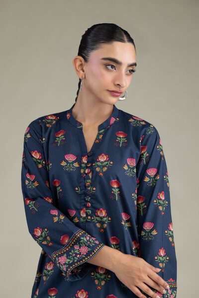 Printed | Cambric | Cambric Navy Kurta | GBP 30.00