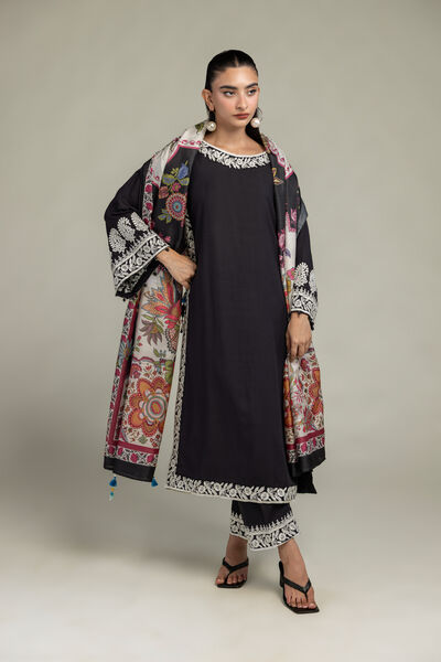 Embroidered | Raw Silk | Black Silk Kurta | GBP 50.00