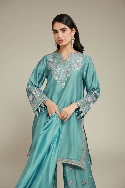 Embroidered | Raw Silk | 3 Piece Co-ord Set | GBP 120.00