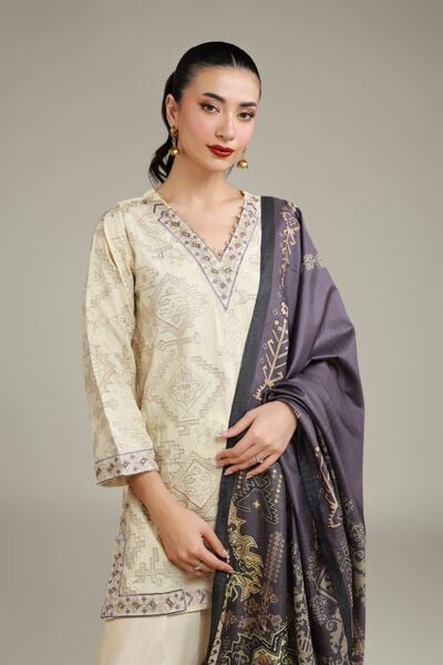 Embroidered | Polyester Silk | Gray Embroidered Dupatta | GBP 25.00
