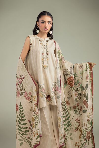 Embroidered | Textured Cotton | Floral Cotton Dupatta | GBP 25.00