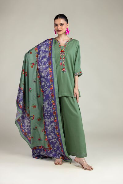 Embroidered | Raw Silk | Pants | GBP 25.00