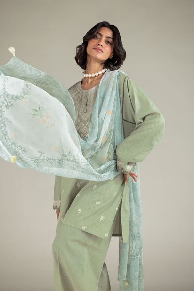 Embroidered | Cotton Dobby | Floral Tailored 3-Piece | GBP 50.00