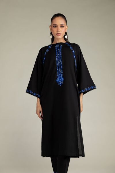 Embroidered | Cambric | Black Cambric Kurta | GBP 35.00