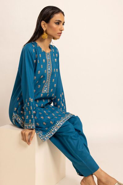 Kurta | Embroidered, BLUE, hi-res