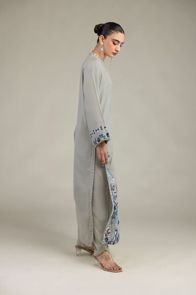 Embroidered | Raw Silk | Gray Silk Shalwar | GBP 20.00