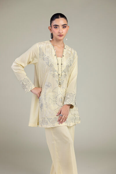 Embroidered | Raw Silk | Silk Floral Kurta | GBP 50.00