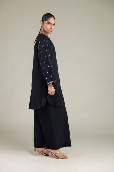 Embroidered | Cambric | Black Solid Pants | GBP 25.00