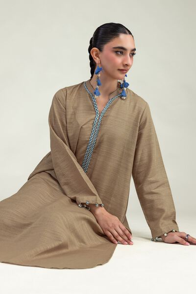 Dyed | Textured Cotton | Long Cotton Kurta | GBP 30.00