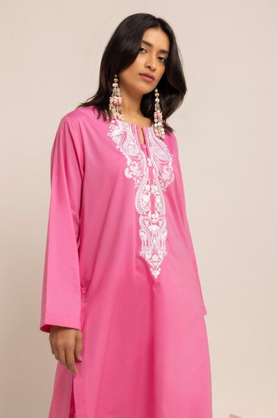 Kurta | Embroidered, PINK, hi-res