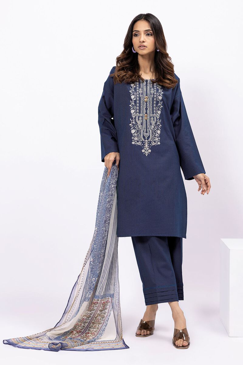 Embroidered | Yarn Dyed Slub | Fabrics 3 Piece | null