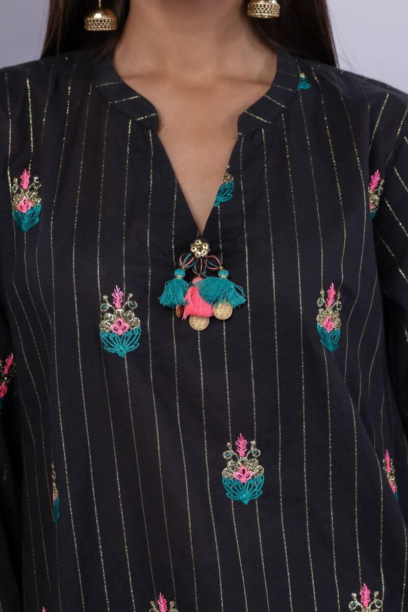 Embroidered | Lurex Stripes | Kurta | GBP 17.50
