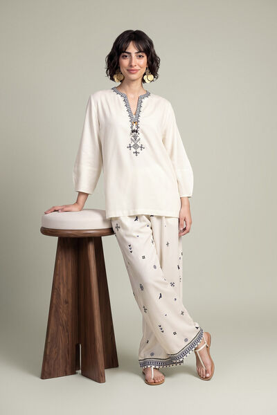 Embroidered | Viscose Crepe | Viscose Crepe Trousers | GBP 35.00