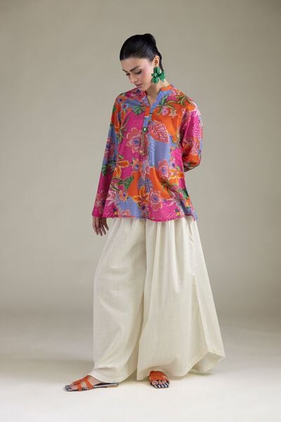 Embroidered | Cambric | Off-White Cambric Trousers | GBP 25.00