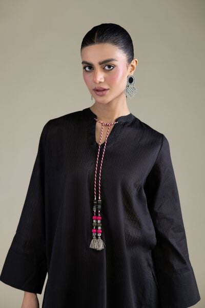 Dyed | Cotton Dobby | Short Black Kurta | GBP 30.00