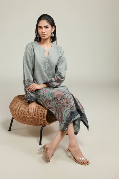 Printed | Jacquard | Gray Tailored Set | GBP 35.00