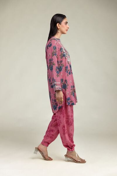 Embroidered | Raw Silk | Floral Pink Shalwar | GBP 20.00