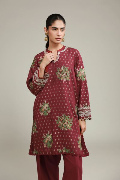Embroidered | Jacquard | Maroon Tailored Suit | GBP 55.00