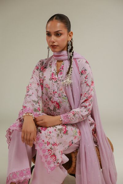Embroidered | Raw Silk | Floral Longline Kurta | GBP 45.00