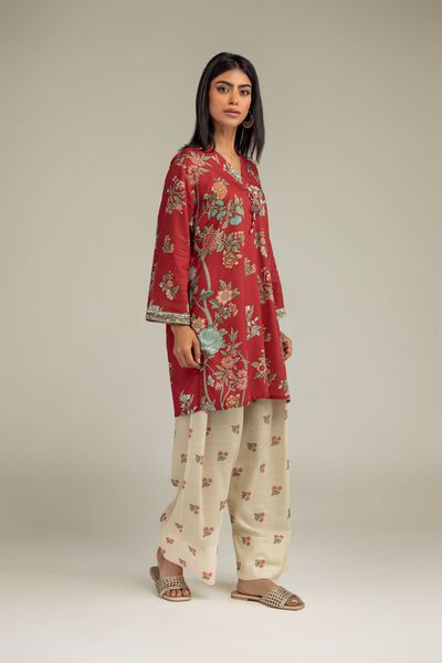 Printed | Raw Silk | Floral Silk Shalwar | GBP 9.00