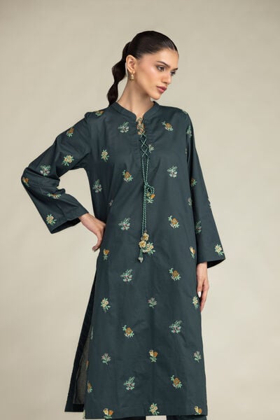 Embroidered | Cambric | Green Cambric Kurta | GBP 40.00