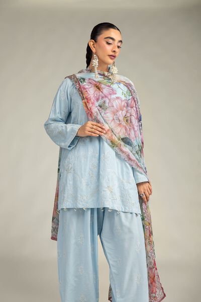 Embroidered | Mesuri | Floral Blue Dupatta | GBP 25.00