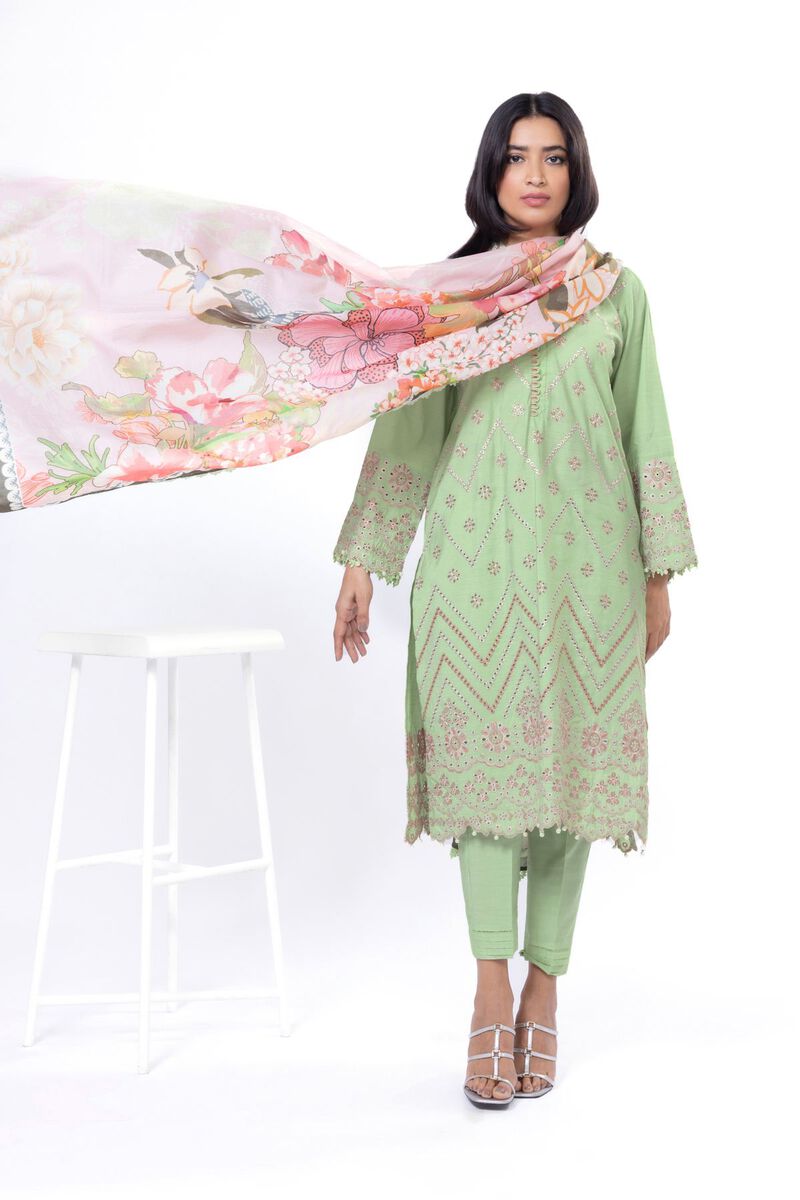 Embroidered | Dull Raw Silk | Fabrics 3 Piece | GBP 32.50